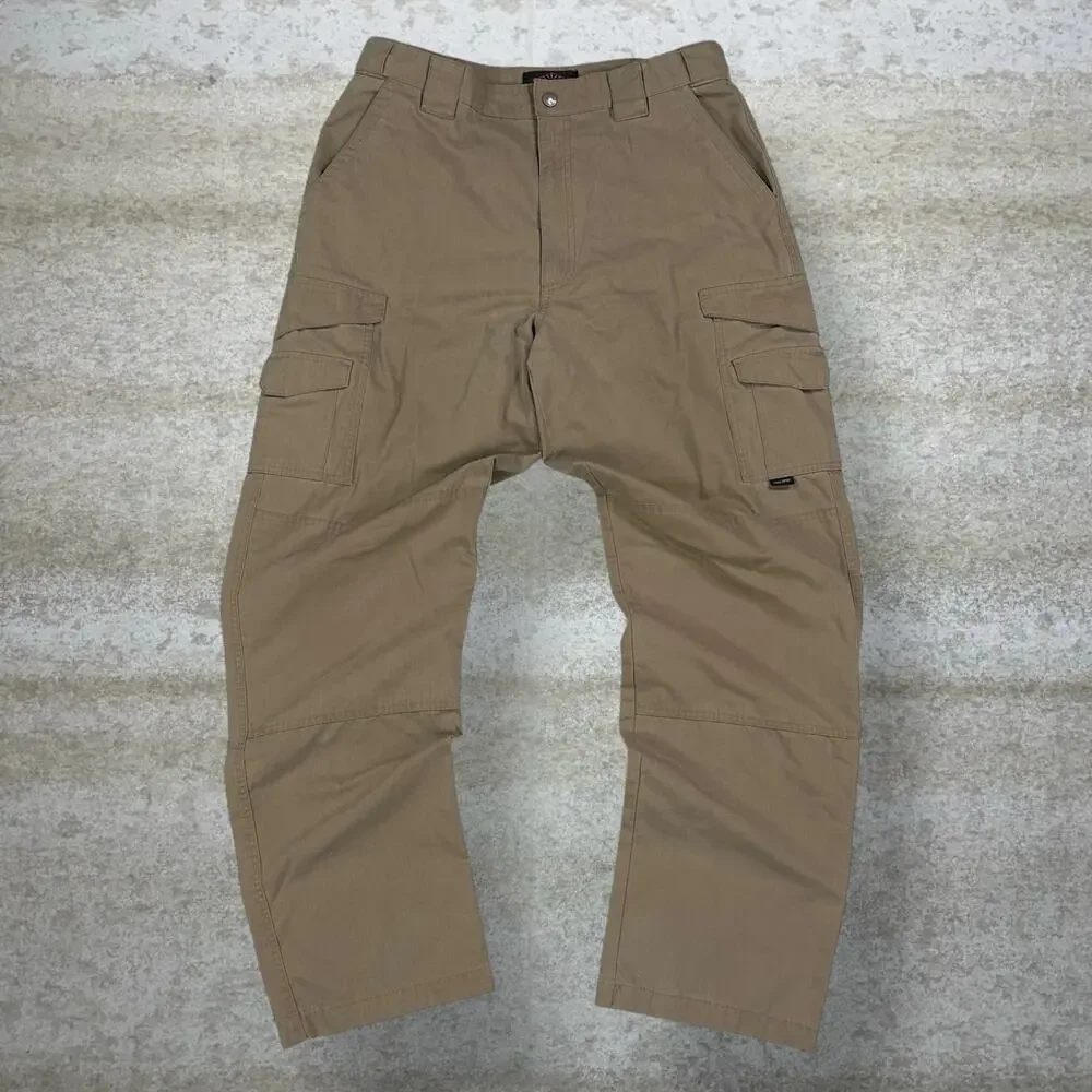 Vintage 90s Tru Spec Tactical Pants 34x34 Baggy Wide Leg Fit Tan Double Knees
